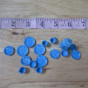 Dollhouse Miniature - 1:12 Blue Enamelware Dishes & Coffee Cups 16 pieces total
